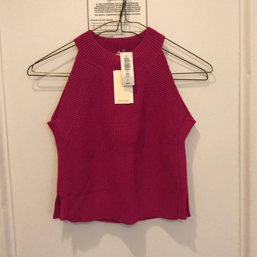 Aritzia XS hot pink crevier knot top